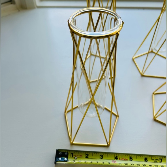 3 Gold Geometric Vases - Picture 9 of 9